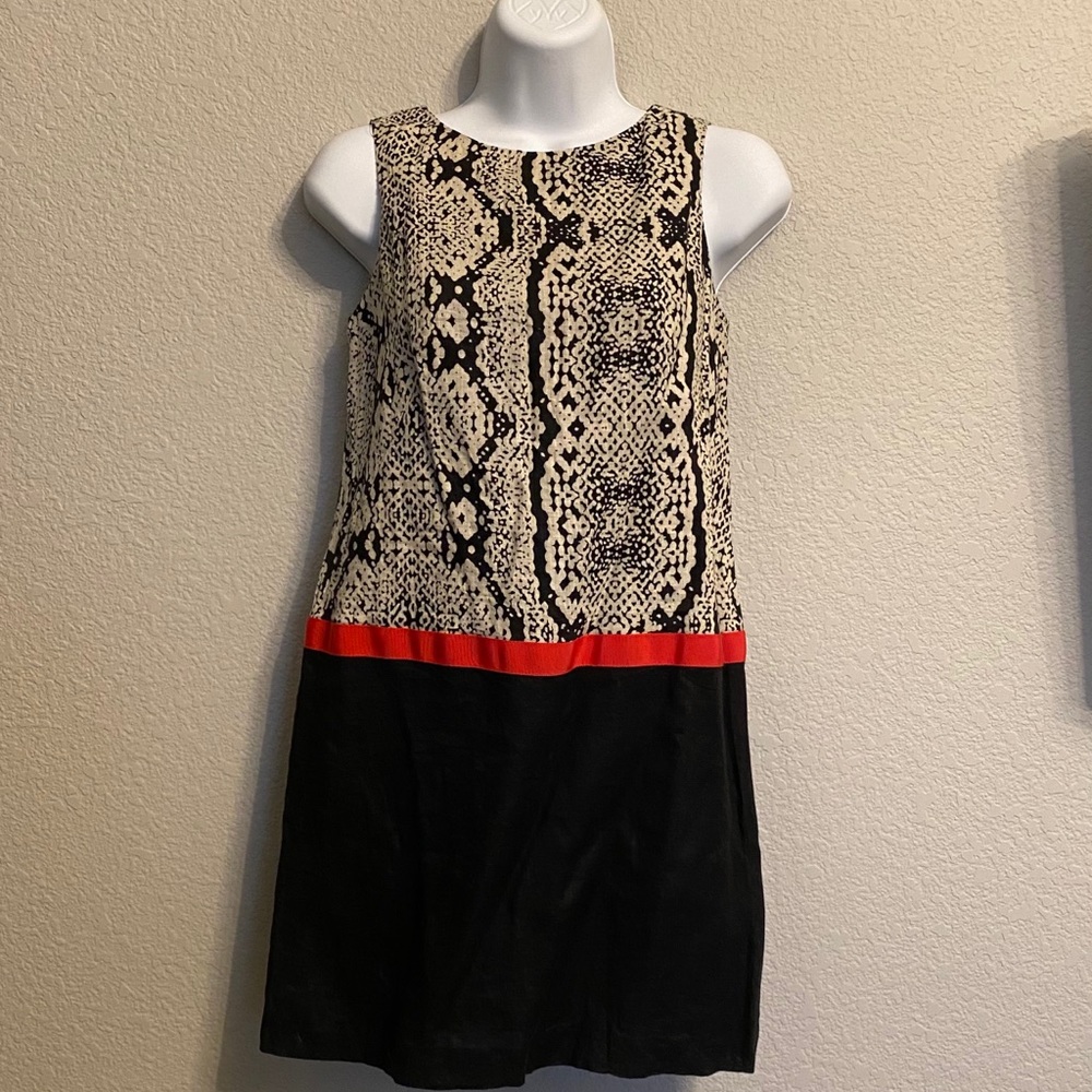 LOFT snakeskin print color block shift dress 0P
